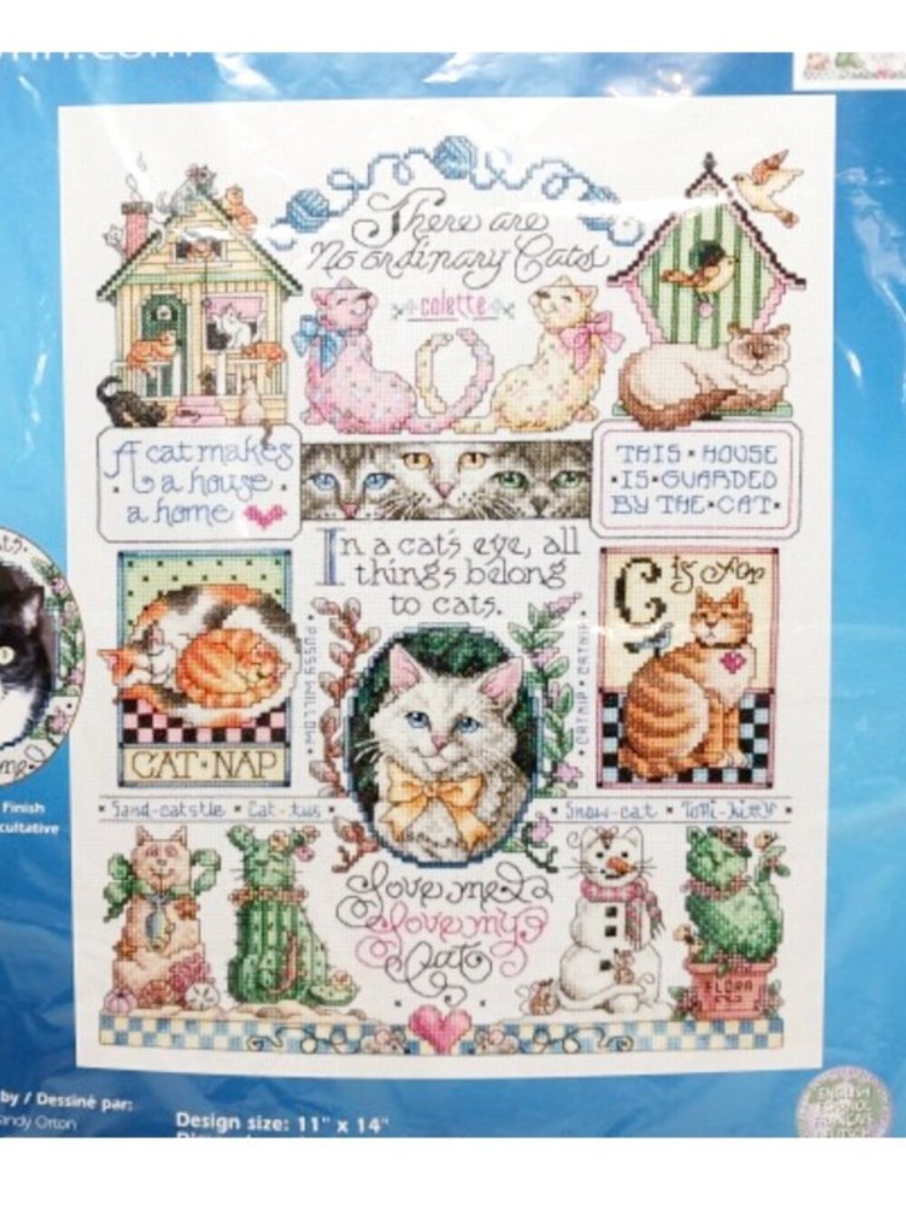 2004 Janlynn Cats Cross Stitch Kit, 14 count cotton - Picture 2 of 6
